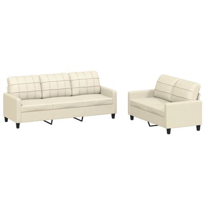 vidaXL 2-dijelni set sofa s jastucima krem od umjetne kože