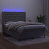 vidaXL Krevet box spring s madracem LED svjetlosivi 140x190 cm bar&scaron;un