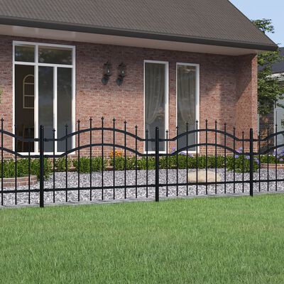 vidaXL Vrtna ograda sa šiljcima crna 115 cm od čelika obloženog prahom