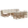 vidaXL Set vanjskih sofa 11 pcs Prirodna i krema bijela Poliester
