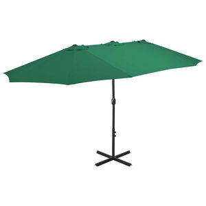 vidaXL Vanjski suncobran s aluminijskim stupom 460 x 270 cm zeleni