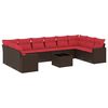 vidaXL 11-dijelni set vrtnih sofa od poliratana s jastucima smeđi