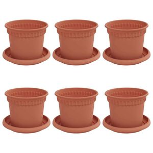 vidaXL Saksije za biljke 6 pcs Crvena cigla &Oslash; 12,5 x 10 cm Plastika
