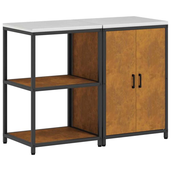 vidaXL Kuhinjski set za pohranu s policom 2 pcs Rđa Otporni čelik