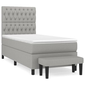 vidaXL Box spring krevet s madracem svjetlosivi 90x190 cm od tkanine
