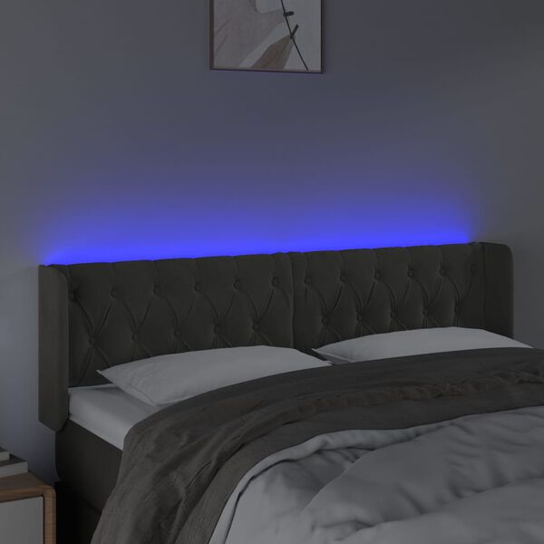 vidaXL LED uzglavlje tamnosivo 163x16x78/88 cm bar&scaron;unasto