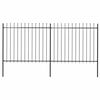 vidaXL Vrtna ograda s vrhom koplja Čelik 337x150 cm Crna