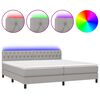 vidaXL Krevet box spring s madracem LED svjetlosivi 200x200 cm tkanina