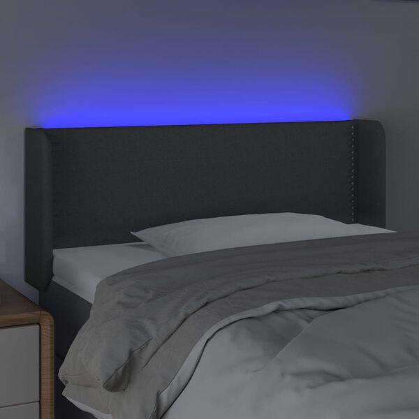 vidaXL LED uzglavlje tamnosivo 83x16x78/88 cm od tkanine