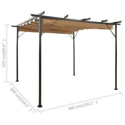 vidaXL Pergola s pomičnim krovom smeđe-siva 3 x 3 m čelična 180 g/m²