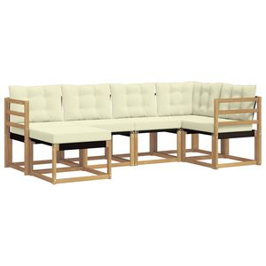vidaXL Set vanjskih sofa s jastukom 6 pcs Bijela i krem
