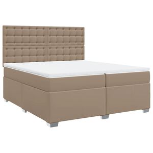 vidaXL Krevet box spring s madracem cappuccino 200x200cm umjetna koža