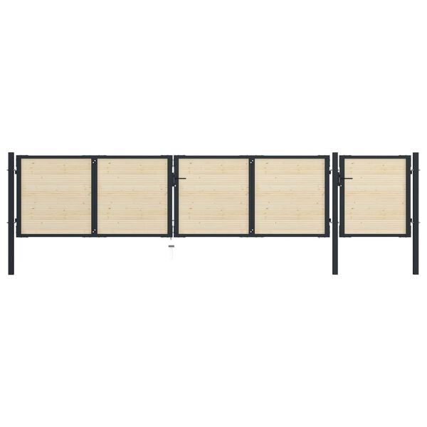 vidaXL Vrata za ogradu od čelika i smrekovine 513 x 150 cm