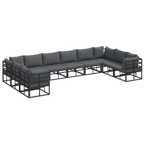 vidaXL Sjedeća garnitura za vrt 10 kom. Crna Aluminij