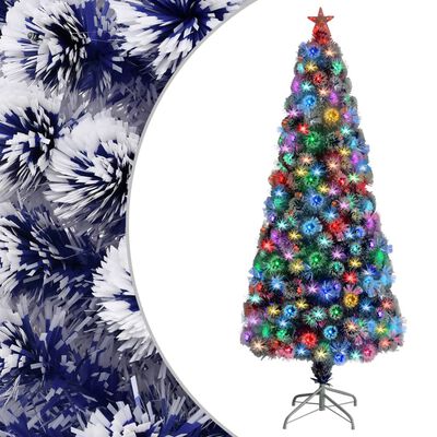vidaXL Umjetno božićno drvce bijelo-plavo 180 cm optička vlakna