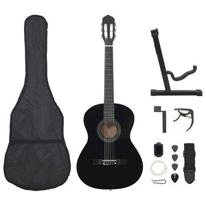 vidaXL 12-dijelni set klasične gitare za početnike crni 4/4 39"