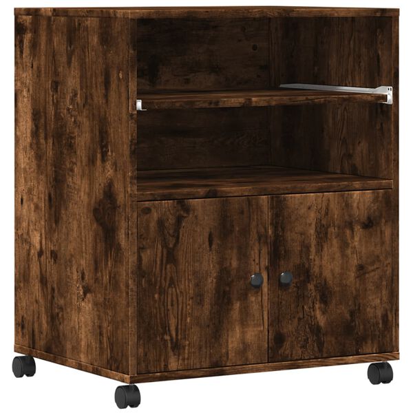 vidaXL Stalak za pisač s kotačima boja hrasta 60 x 48 x 74 cm