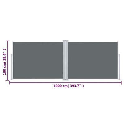 vidaXL Uvlačiva bočna tenda 100 x 1000 cm antracit