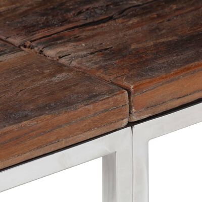 vidaXL Konzolni stol srebrni od nehrđajućeg čelika i drva za pragove