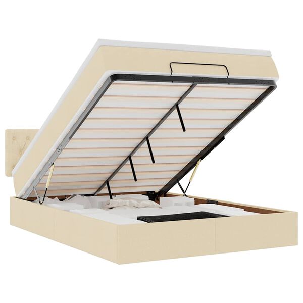 vidaXL Otomanski krevet s madracem krem 140x190cm od tkanine