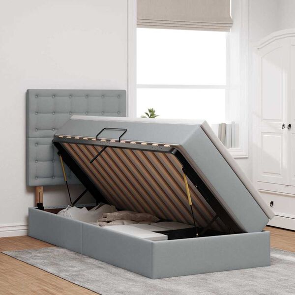 vidaXL Krevet s madracem i skladi&scaron;tem Svijetlo siva 90 x 190 cm