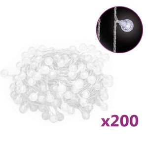 vidaXL Vilinski rasvjetni lanac 20 m 200 LED hladni bijeli 8 funkcija