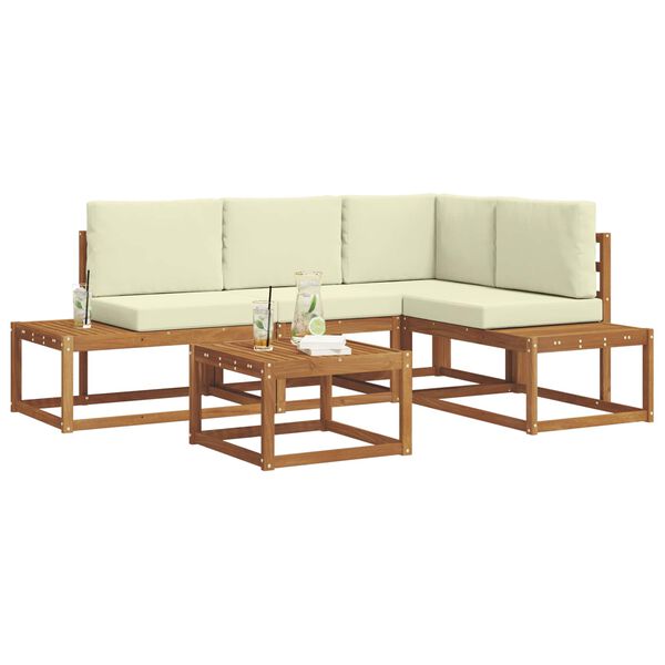vidaXL Set vanjskih sofa s jastukom 5 Komad Prirodna i krem