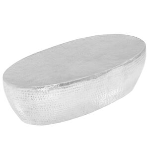 vidaXL Stolić za kavu od čekićanog aluminija srebrni 100 x 50 x 28 cm