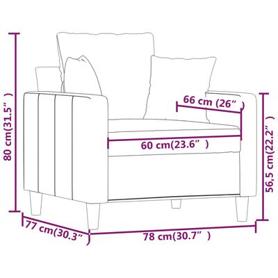 vidaXL Fotelja tamnosiva 60 cm baršunasta