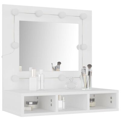 vidaXL Ormarić s ogledalom i LED svjetlima bijeli 60 x 31,5 x 62 cm