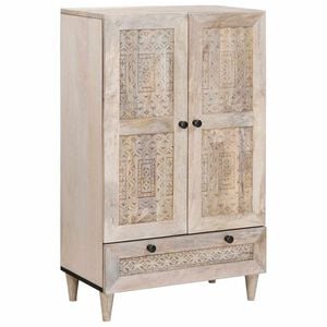 vidaXL Highboard 60 x 33 x 100 cm Čvrsto drvo manga Bjeli izbijeljeni