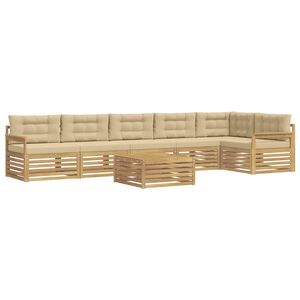 vidaXL Set vanjskih sofa s jastukom 7 pcs Bijela i bež