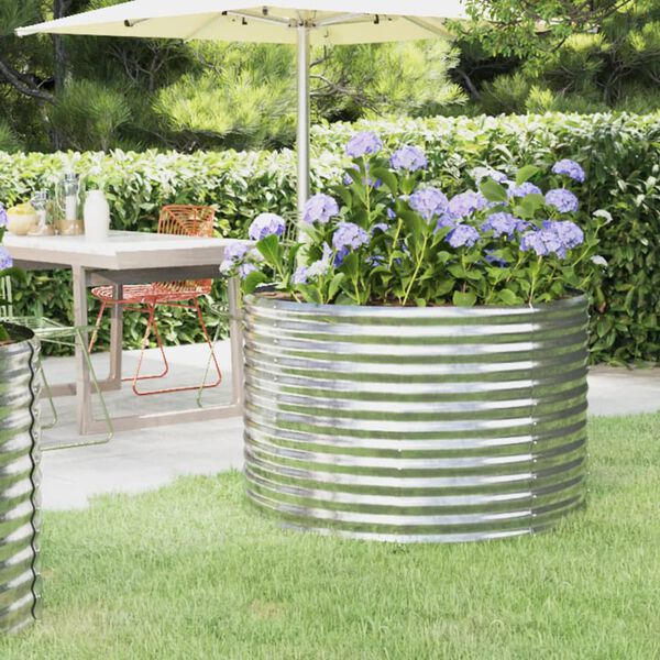 vidaXL Povišena vrtna gredica od pocinčanog čelika 100x100x68 cm srebrna