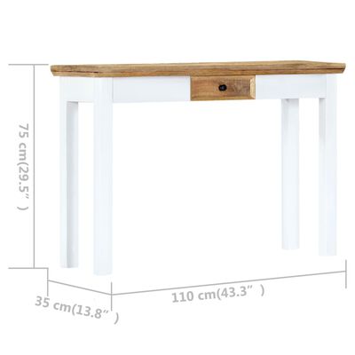 vidaXL Konzolni stol bijelo-smeđi 110 x 35 x 75 cm masivno drvo manga