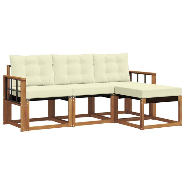 vidaXL Set vanjskih sofa s jastukom 4 pcs Prirodna i krem