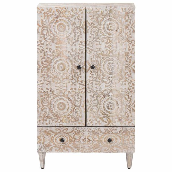 vidaXL Visoka ploča Bijelo 60 x 33,5 x 100 cm Čvrsto drvo manga