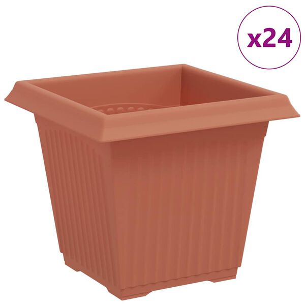 vidaXL Kvadratna saksija za cvijeće 24 pcs Crvena cigla Plastika