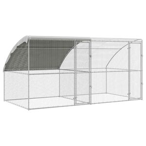 vidaXL Kavez za piliće 2 kom. Srebrno 400 x 200 x 200 cm Čelik i PE