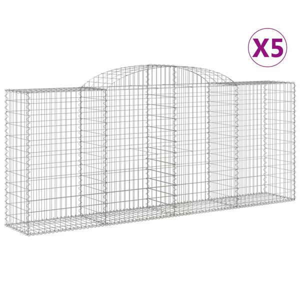 vidaXL Lučne gabionske košare 5 kom 300x50x120/140cm pocinčano željezo