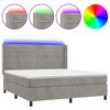 vidaXL Krevet box spring s madracem LED svjetlosivi 180x200 cm bar&scaron;un