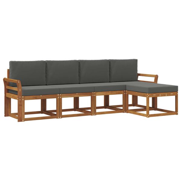 vidaXL Set vanjskih sofa 5 pcs Prirodna i antracit Čvrsto drvo akacije
