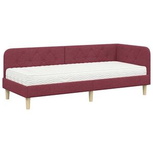 vidaXL Kutni okvir kreveta Vinska crvena 80 x 200 cm tkanina