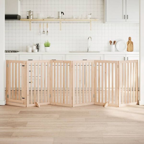 vidaXL Vrata za pse s vratima sklopiva 6 panela 300 cm drvo topole