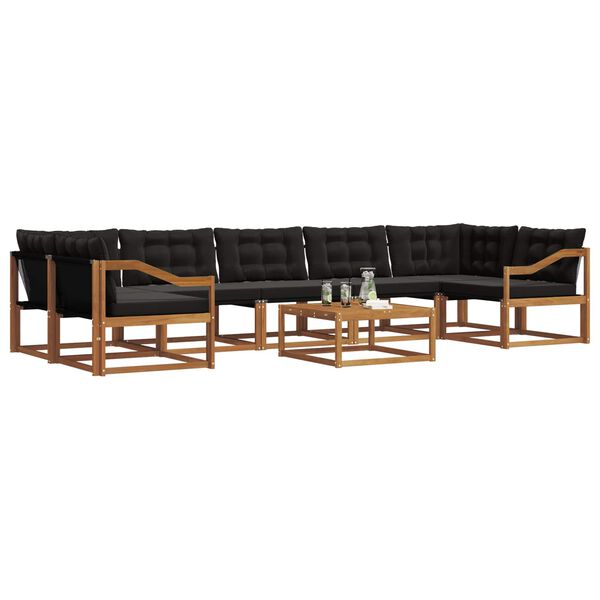 vidaXL Set vanjskih sofa s jastukom 8 pcs Prirodna i crna