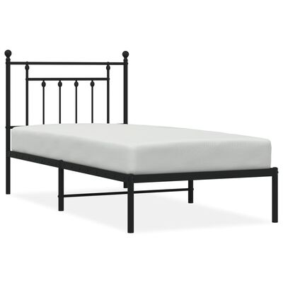vidaXL Metalni okvir za krevet s uzglavljem crni 90x200 cm