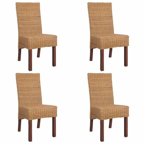 vidaXL Blagovaonske stolice 4 kom smeđe od prirodnog ratana