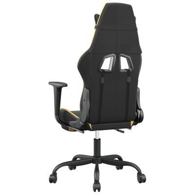 vidaXL Igraća stolica od umjetne kože s osloncem za noge Crna i zlatna