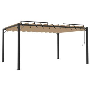 vidaXL Sjenica s re&scaron;etkastim krovom 3x4 m smeđe-siva tkanina/aluminij