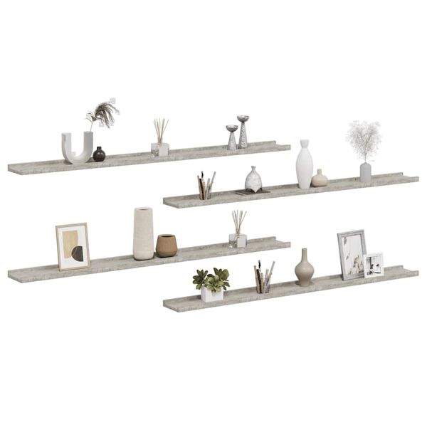 vidaXL Zidne police 4 kom siva boja betona 115 x 9 x 3 cm