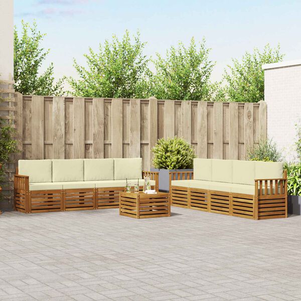 vidaXL Setovi sofa 9 pcs Prirodna i krem Čvrsto drvo akacije